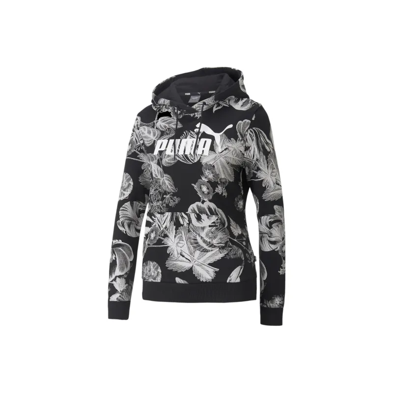 PUMA Essentials+ FROZEN FLOWER AOP Hoodie Sweatshirt Women's Black-0