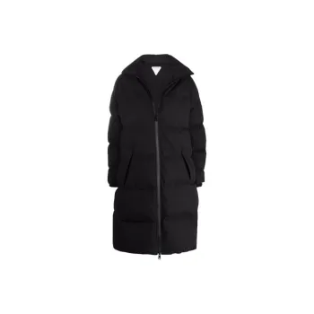 Bottega Veneta Long Fronted Popeline Puffer Jacket Black