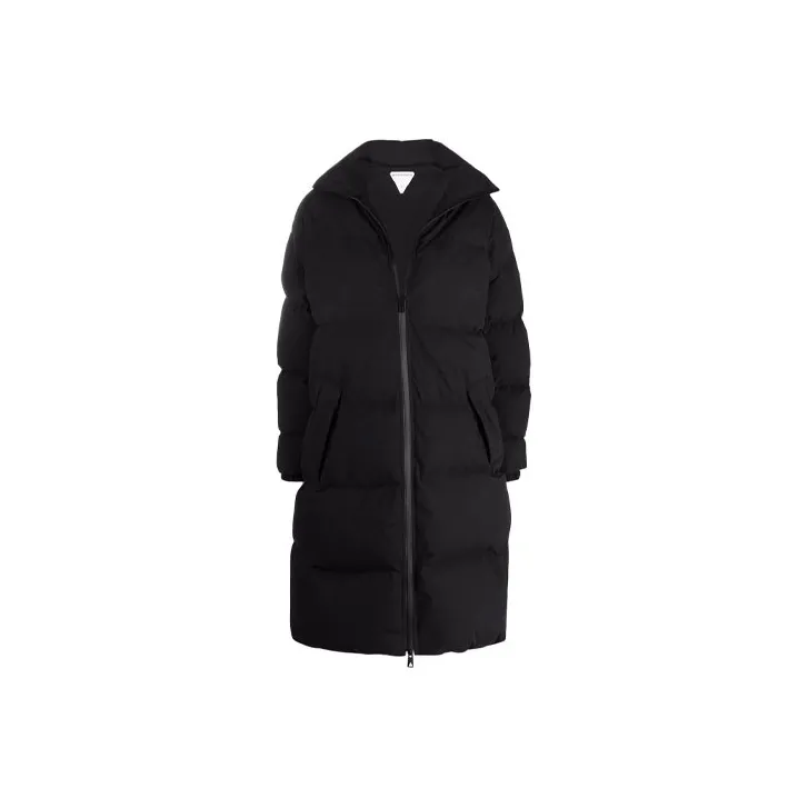 Bottega Veneta Long Fronted Popeline Puffer Jacket Black-0
