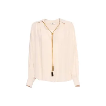 Elisabetta Franchi Necklace Embellished Georgette Blouse