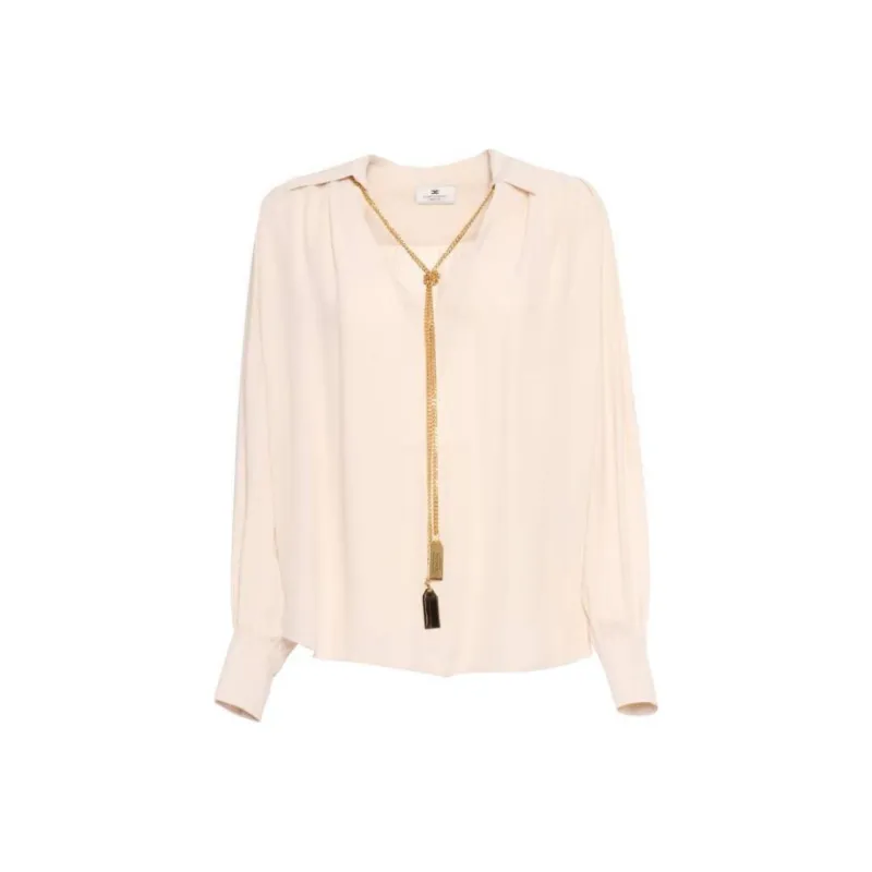 Elisabetta Franchi Necklace Embellished Georgette Blouse-0