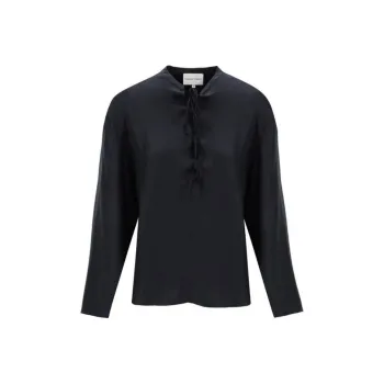 Loulou De Saison Zamia Collarless Silk Blouse