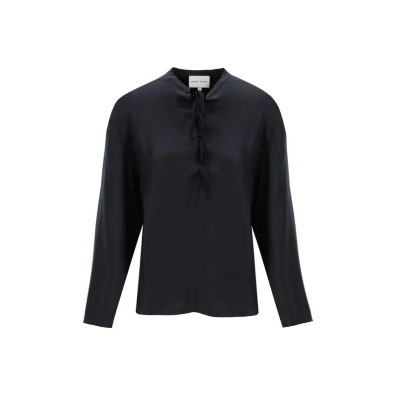 Loulou De Saison Zamia Collarless Silk Blouse-0