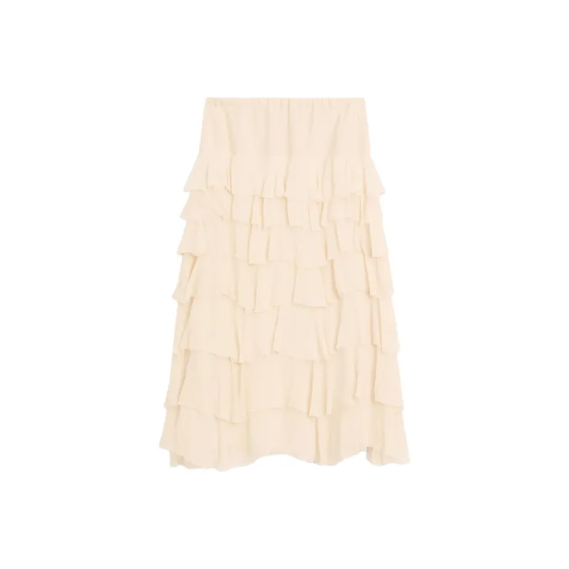 Massimo Dutti Casual Long Skirt Women's Ecru-1