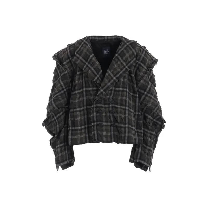 Yohji Yamamoto Checked Double breasted Blazer-0