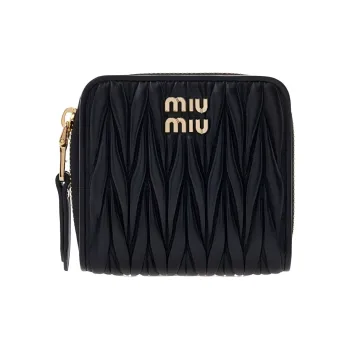 MIU MIU Leather Card Holder Wallet Regular Women's Black