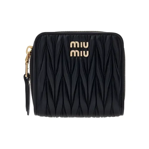 MIU MIU Leather Card Holder Wallet Regular Women's Black