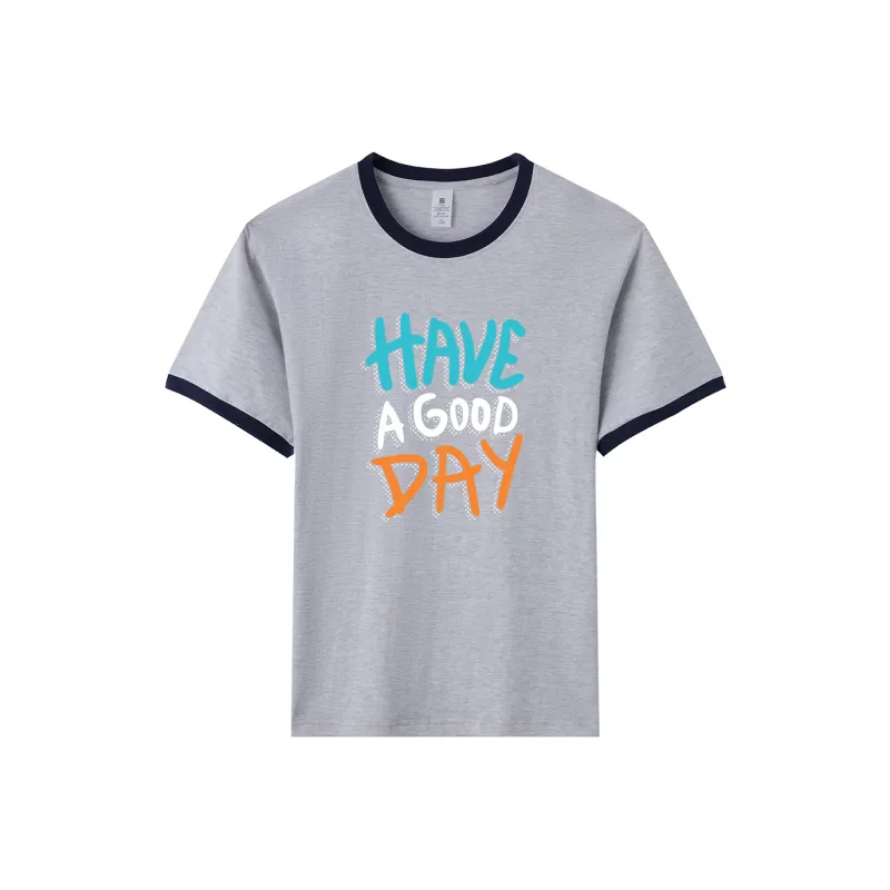 TEME T Shirt Women's White Heather Gray & Navy Blue-0