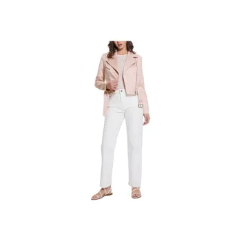 GUESS Eco Luna Cropped Biker Jacket Jackets Coats Women's Pink