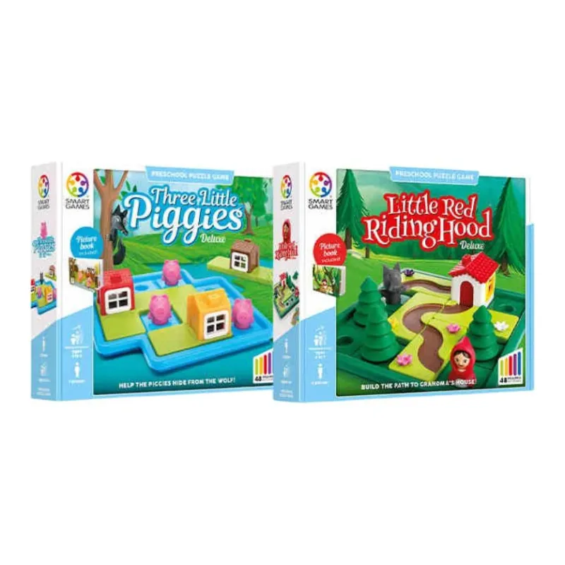 SmartGames 3 Pack Piglet, Red Hat, Fairy Tale Collection Set, Cultivating Spatial Imagination Board Games-1