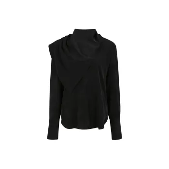YCH FW24 SCARF DETAILED BLOUSE Shirt Women's Black