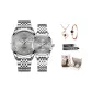 Silver Case Gray Dial 1 Pair[Packaging+Leather Strap+Regulators]