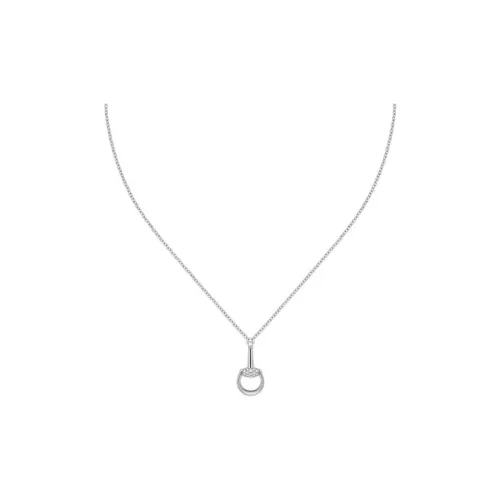 GUCCI 18K White Gold Necklaces Unisex Silver