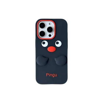 Wei Xin Silicone Material Black Base Penguin Phone Cases Compatible With IPhone 16/15 Pro Max/Apple 13/14 Pro/Max