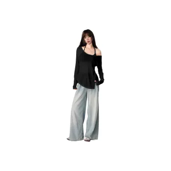 EVPGB Drop Shoulder Sleeve T Shirt Women's Black