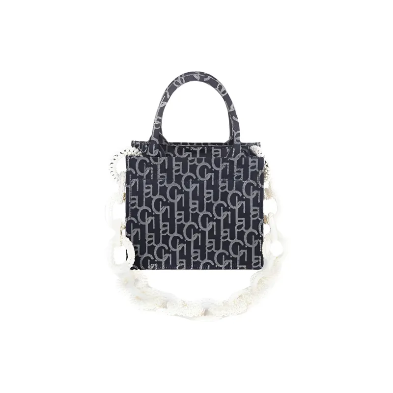 Laurence & Chico Denim Jacquard Tote Bag Shopping Bag Shoulder Bag Handbag Small Size Women's Dark Blue-1