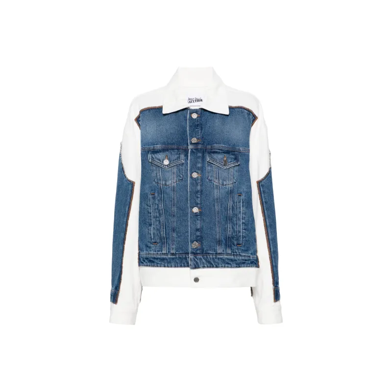 Jean Paul Gaultier Contrast Panel Denim Jacket 'Vintage Blue/White'-0