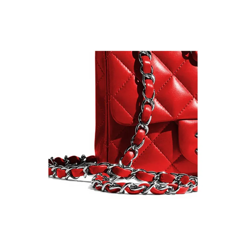 CHANEL Classic Flap CF Lambskin Shoulder Bag, Crossbody Bag Mini Women's Red-2