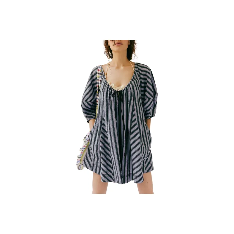 FREE PEOPLE Bop Around Romper Bodysuits Women's Black Combo/Black Combo-0