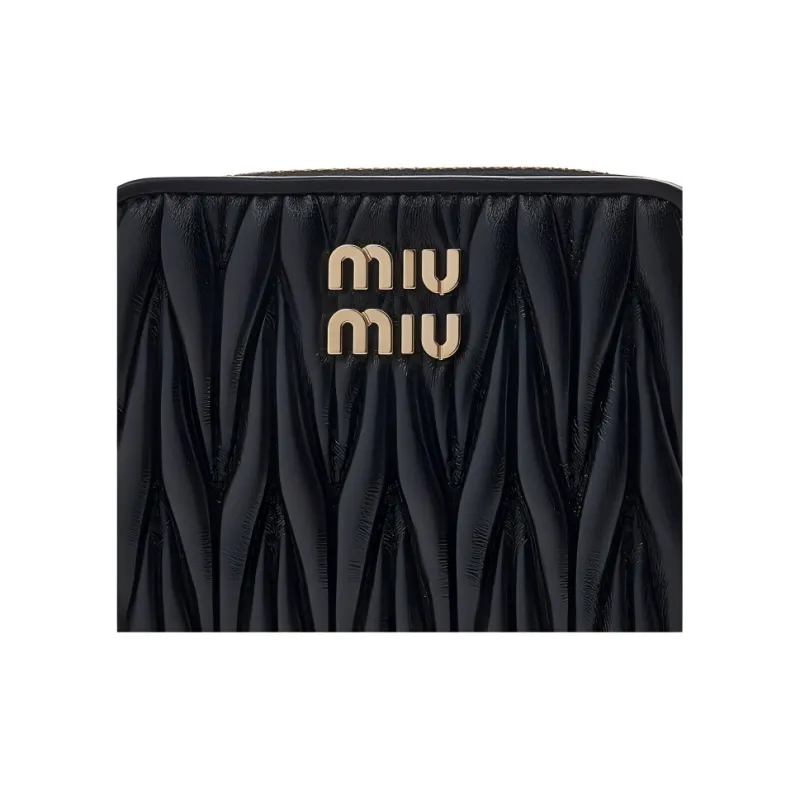 MIU MIU Leather Card Holder Wallet Regular Women's Black-5