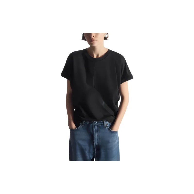 COS Batwing Sleeve T Shirt Women's Navy Blue-0