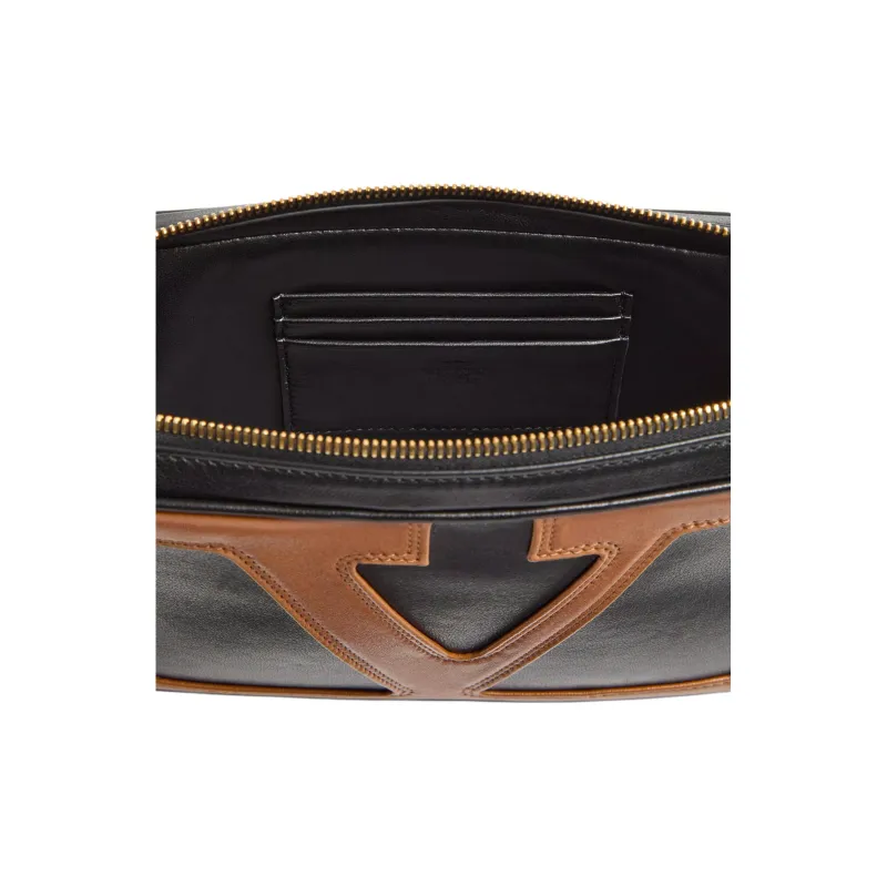 Valentino GARAVANI Nappa Leather Handbag Clutch Women's Brown & Black-4