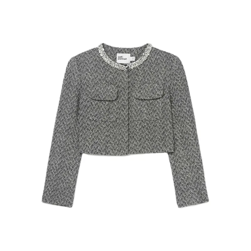 Self-portrait Herringbone Jacket-0