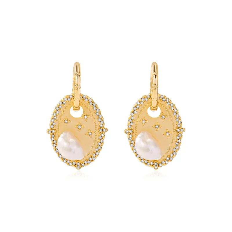 DOWER&HALL Pearl 7 10mm Hoop Earrings Women's-0