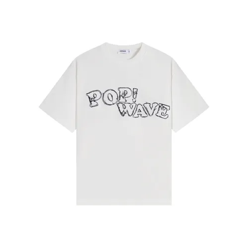 POPWAVE T Shirt Unisex White Cross Stitch Embroidery Top