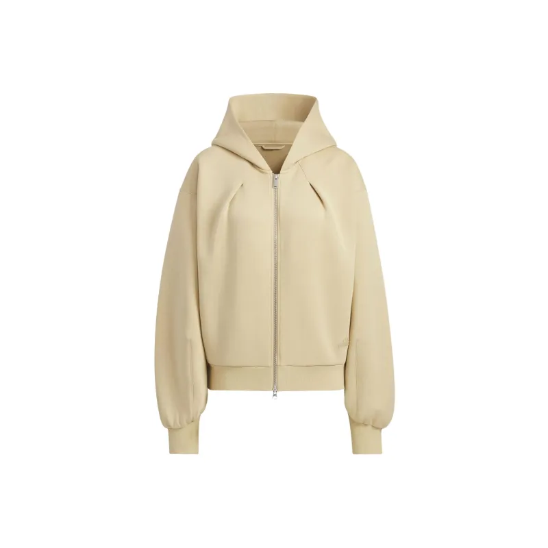 Adidas Spacer Full Zip Hoodie Jackets & Coats Women's Light Khaki-0