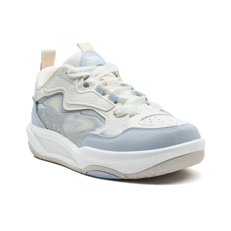 XTEP Anti-Slip Wear-Resistant Low-Top Skateboard Shoes Women's White Blue-2