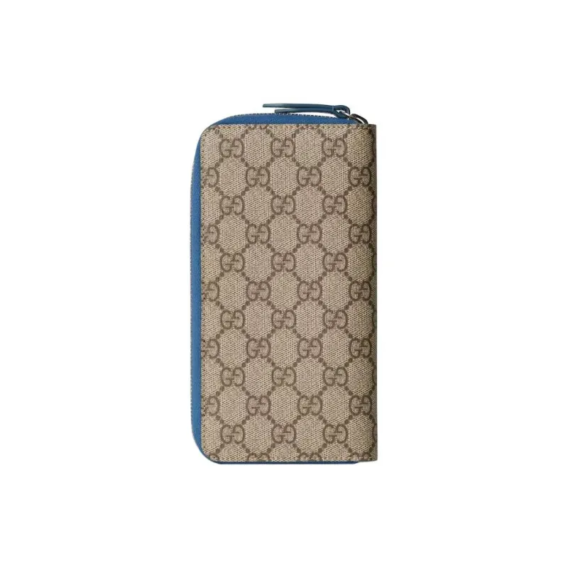 GUCCI Genuine Leather Internal Trim Wallet Men's Beige & Blue-2