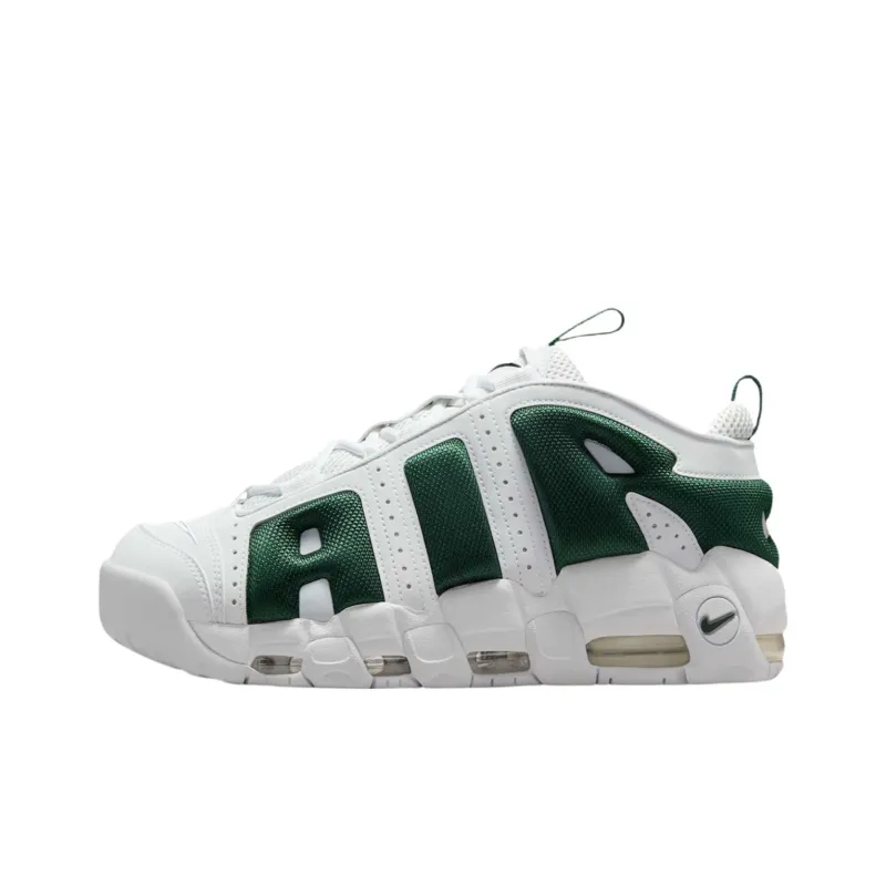Nike Air More Uptempo Anti Slip Wear Resistant Low Top Vintage Basketball Shoes Unisex White Green-0
