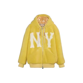 GUCCI X Mlb 2022 Shearling Jacket With Yankees Patch Light Yellow