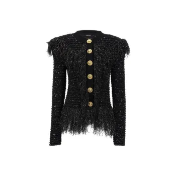 BALMAIN Glittered Fringed Short Jacket