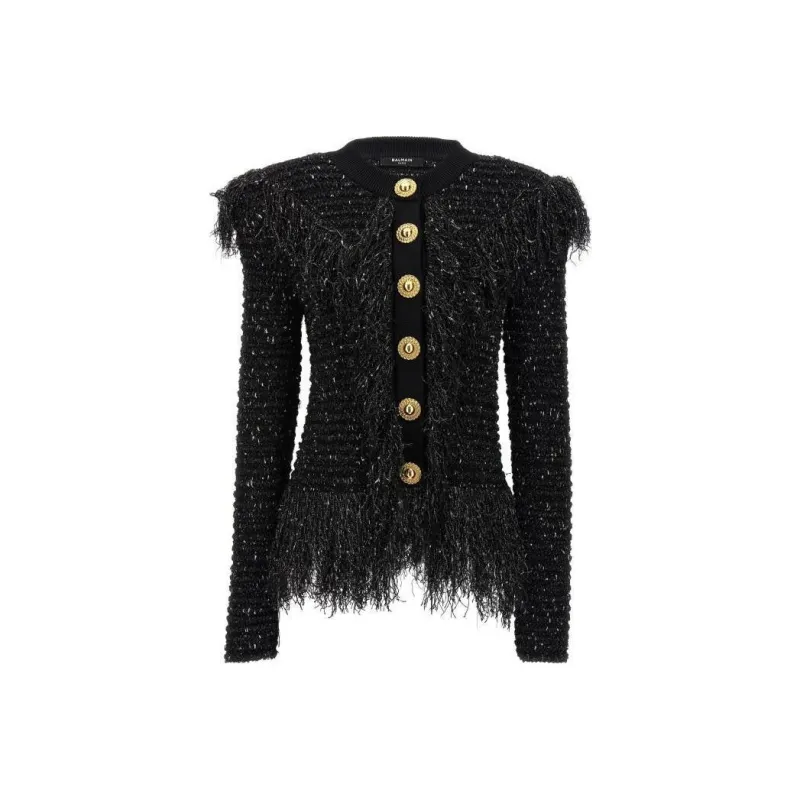 BALMAIN Glittered Fringed Short Jacket-0