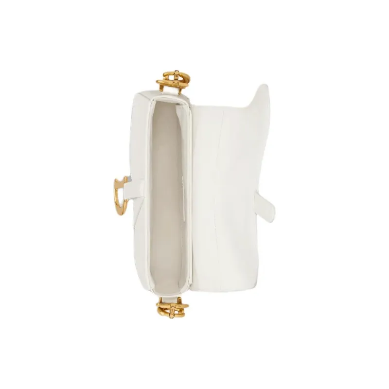 DIOR Saddle Cow Leather Saddle Bag, Shoulder Bag, Crossbody Bag Mini Women's Milk White-4