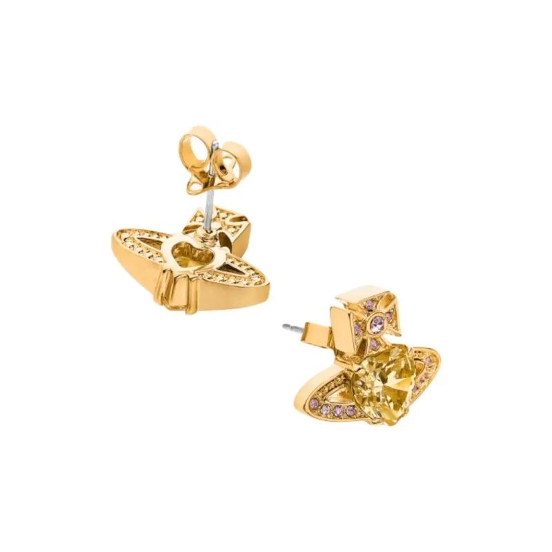 Vivienne Westwood Brass, Crystal Stud Earrings Unisex Gold-1