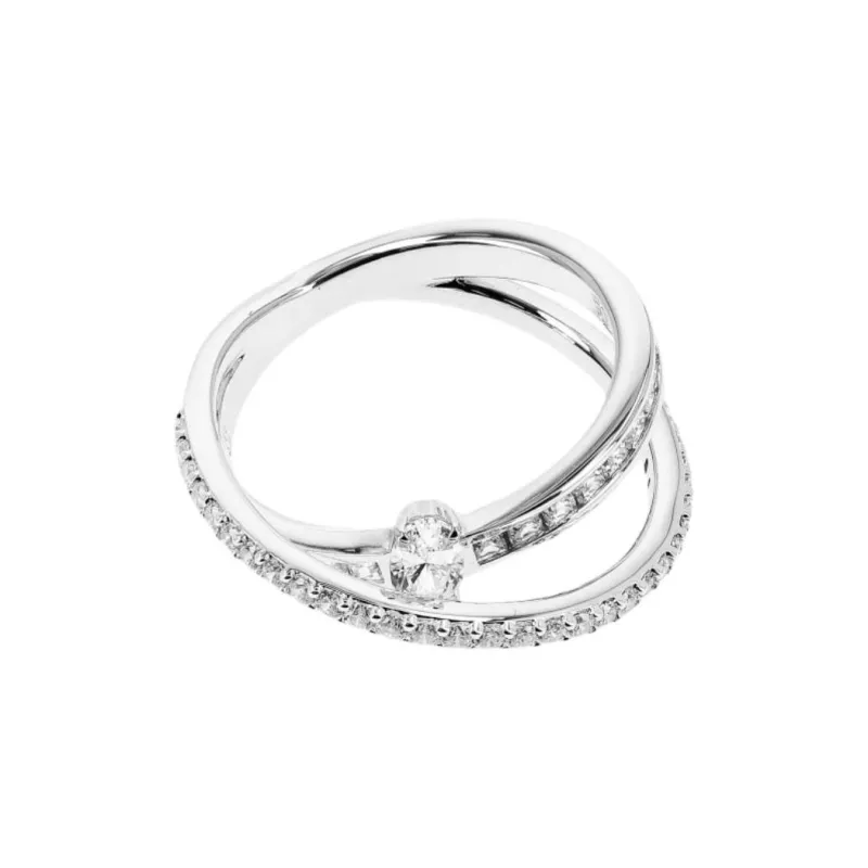 Swarovski Rhodium Plated, Cubic Zirconia Rings Unisex Silver-0