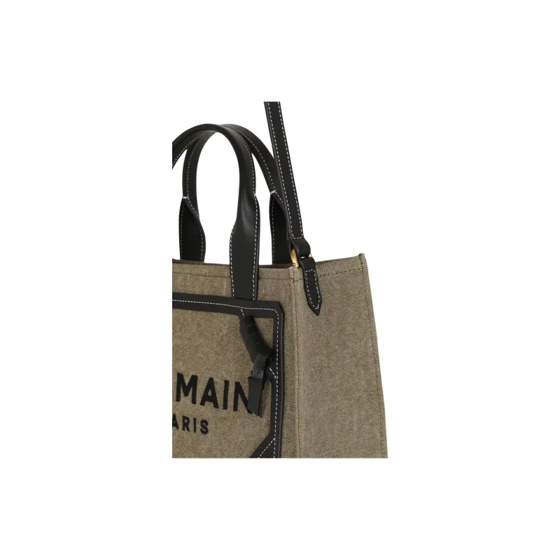 BALMAIN B ARMY Cotton Tote Bag, Shopping Bag, Shoulder Bag, Crossbody Bag, Handbag Trumpets Women's Khaki-4