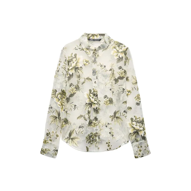ZARA Shirts Women's Beige/Green-0