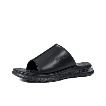 MODENGPAN PU Polyurethane Odor Resistant Quick Dry Massage Cushioning Slide Slippers Men's Black