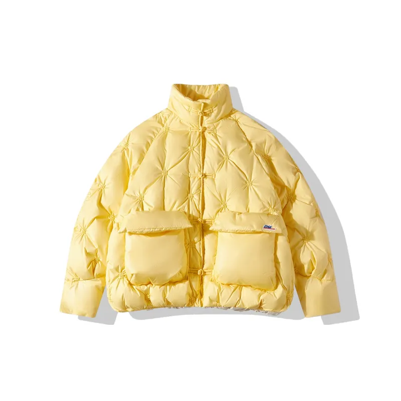 EPTISON WOMAN Shape Solid Color Stand Collar Loose Fit Thickened Cropped Down Jacket Women's-2