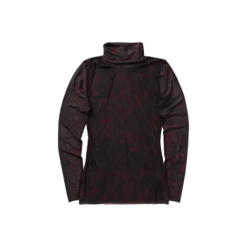 GANNI Printed Rollneck Mesh Top