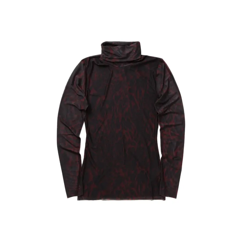GANNI Printed Rollneck Mesh Top-0