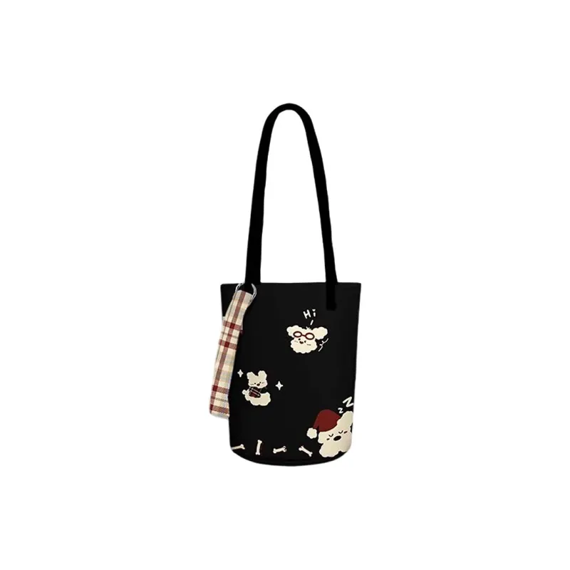 AOSONG Suede Technology Fabric Bucket Bag, Shoulder Bag Women's Black-0