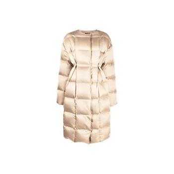 GIVENCHY Solid Color Collarless Loose Fit Long Down Jacket Women's Gold