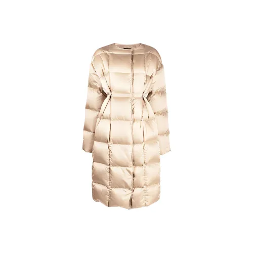 GIVENCHY Solid Color Collarless Loose Fit Long Down Jacket Women's Gold