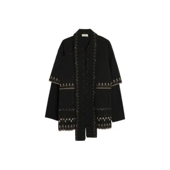 Lemaire Embroidered Asymmetrical Blouse 'Black'