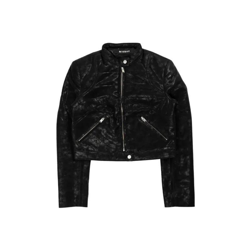 Misbhv Cropped Faux leather Jacket-0